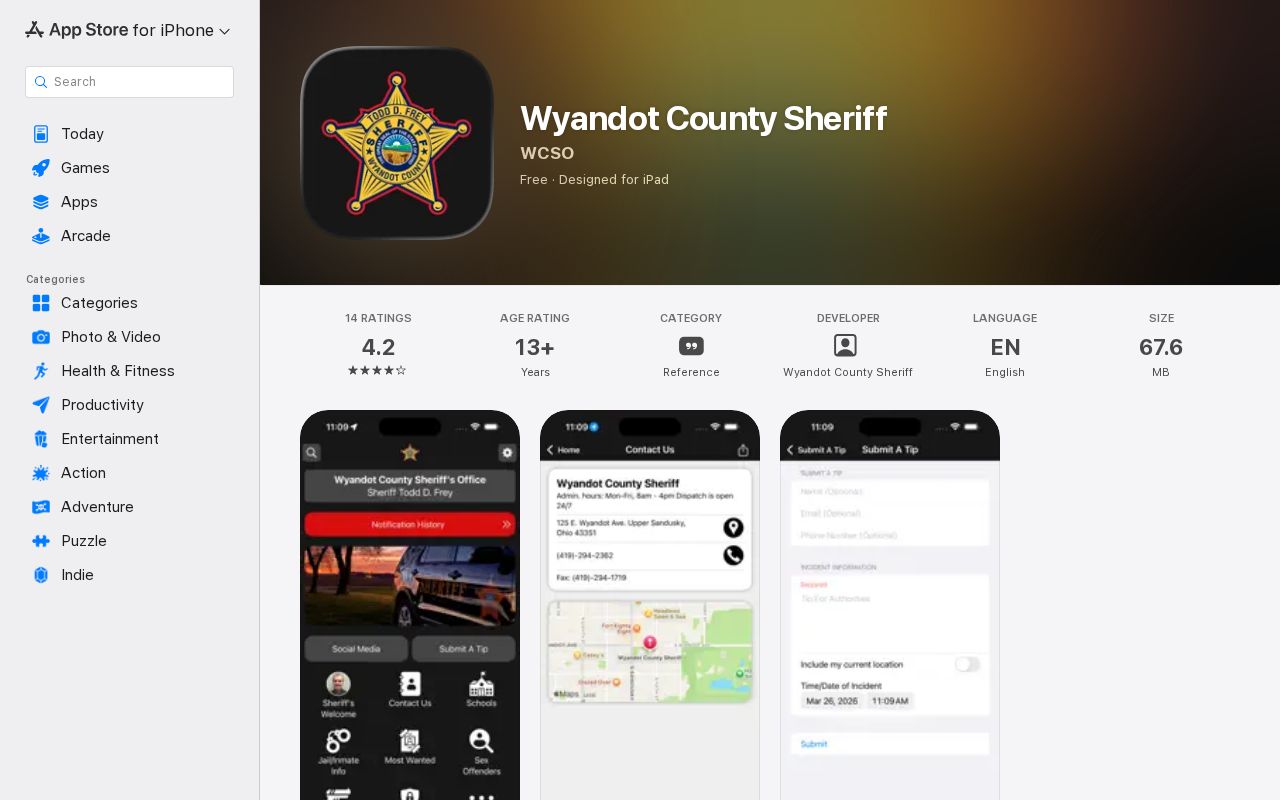 Wyandot County Sheriff app with no verified 72 hour release archive