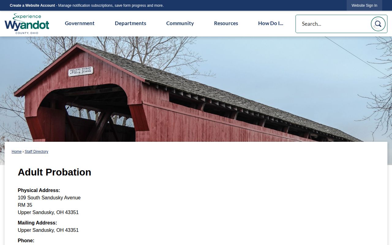 Wyandot County probation and parole local Adult Probation office listing